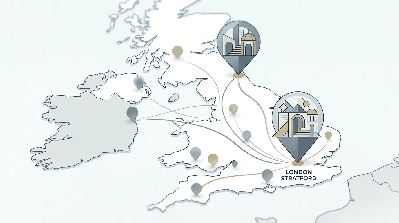 Editorial map-style view of UK casino venue changes linked historically with Aspers