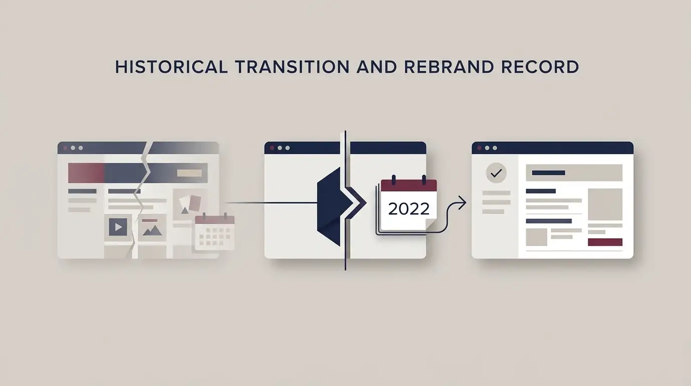 Editorial timeline illustration representing the 2022 Aspers Online to Rialto rebrand and later status checks